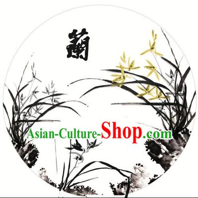 Chinese Dancing Umbrella Classic Handmade Oiled Paper Parasol Sunshade Ink Orchid