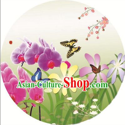 Chinese Classic Handmade Oiled Paper Umbrella Parasol Sunshade Orchid