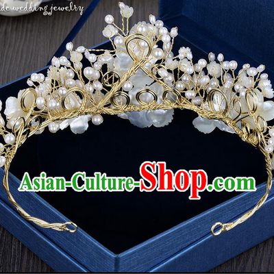 Traditional Jewelry Accessories, Palace Princess Bride Royal Crown, Engagement Royal Crown, Wedding Hair Accessories, Baroco Style Crystal Pearl Headwear for Women
