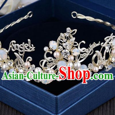 Traditional Jewelry Accessories, Palace Princess Bride Royal Crown, Imperial Royal Crown, Wedding Hair Accessories, Baroco Style Crystal Pearl Headwear for Women