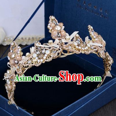 Traditional Jewelry Accessories, Palace Princess Bride Royal Crown, Imperial Royal Crown, Wedding Hair Accessories, Baroco Style Crystal Pearl Headwear for Women