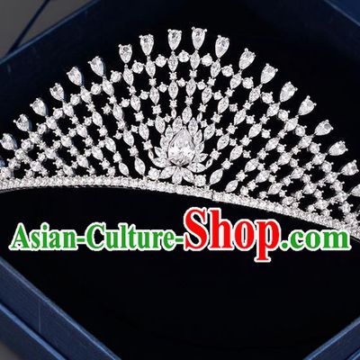 Traditional Jewelry Accessories, Palace Princess Bride Royal Crown, Imperial Royal Crown, Wedding Hair Accessories, Baroco Style Crystal Zircon Headwear for Women