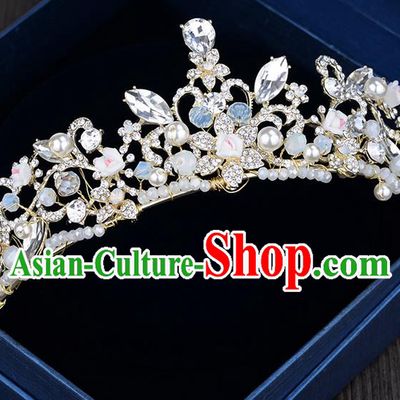 Traditional Jewelry Accessories, Palace Princess Bride Royal Crown, Imperial Royal Crown, Wedding Hair Accessories, Baroco Style Crystal Flowers Headwear for Women