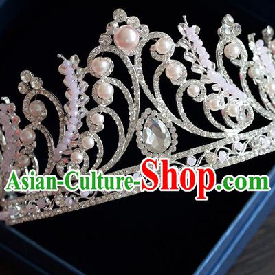 Traditional Jewelry Accessories, Palace Princess Bride Royal Crown, Imperial Royal Crown, Wedding Hair Accessories, Baroco Style Pearl Flowers Headwear for Women