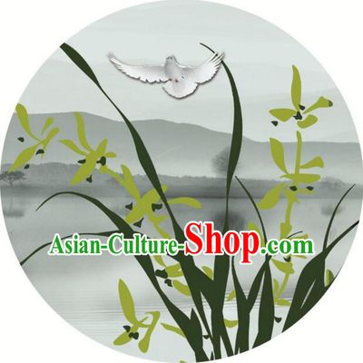 Chinese Classic Handmade Oiled Paper Umbrella Parasol Sunshade Orchid