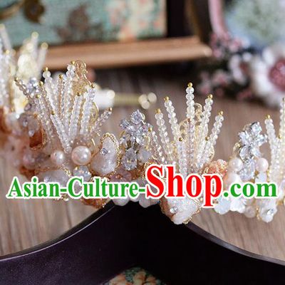 Traditional Jewelry Accessories, Palace Princess Bride Royal Crown, Imperial Royal Crown, Wedding Hair Accessories, Baroco Style Coral Zircon Headwear for Women
