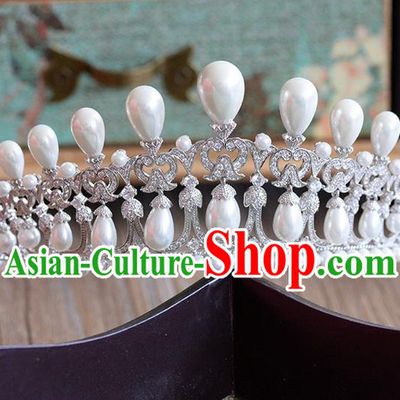 Traditional Jewelry Accessories, Palace Princess Bride Royal Crown, Imperial Royal Crown, Wedding Hair Accessories, Baroco Style Zircon Pearl Headwear for Women