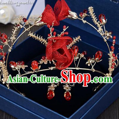 Traditional Jewelry Accessories, Princess Hair Accessories, Bride Wedding Hair Accessories, Baroco Style Crystal Flowers Headwear for Women