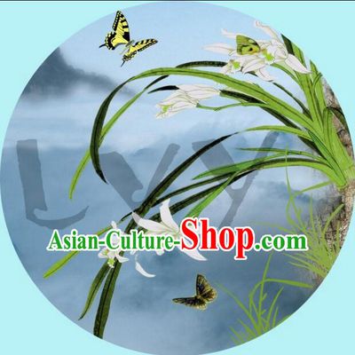 Chinese Classic Umbrella Parasol Sunshade Handmade Oiled Paper Orchid