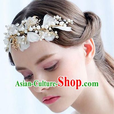 Traditional Jewelry Accessories, Princess Hair Accessories, Bride Wedding Hair Accessories, Headwear, Baroco Style Feather Hair Claw for Women