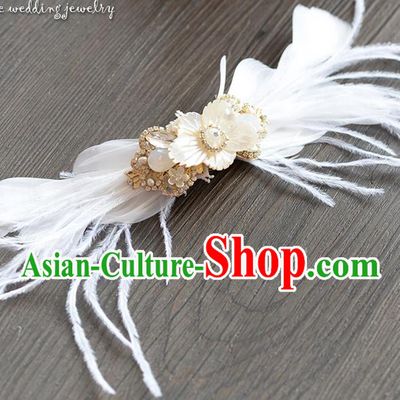Traditional Jewelry Accessories, Princess Hair Accessories, Bride Wedding Hair Accessories, Headwear, Baroco Style Feather Hair Claw for Women