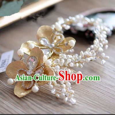 Traditional Jewelry Accessories, Princess Hair Accessories, Bride Wedding Hair Accessories, Headwear, Baroco Style Pearl Crystal Hair Claw for Women