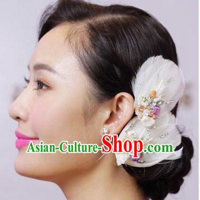 Traditional Jewelry Accessories, Princess Hair Accessories, Bride Wedding Hair Accessories, Baroco Style Feather Headwear for Women