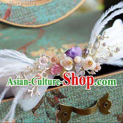 Traditional Jewelry Accessories, Princess Hair Accessories, Bride Wedding Hair Accessories, Headwear, Baroco Style Feather Hair Claw for Women