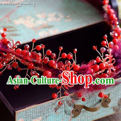 Traditional Jewelry Accessories, Princess Hair Accessories, Bride Wedding Hair Accessories, Headwear, Baroco Style Crystal Feather Hair Claw for Women