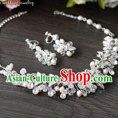 Traditional Jewelry Accessories, Princess Accessories, Bride Wedding Jewelry, Pearl Earrings, Baroco Style Necklace Set  for Women