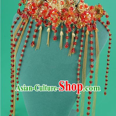 Chinese Ancient Style Hair Jewelry Accessories, Hairpins, Hanfu Xiuhe Suits Wedding Bride Headwear, Headdress, Imperial Empress Handmade Hair Fascinators for Women