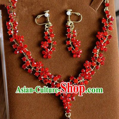 Traditional Jewelry Accessories, Palace Princess Wedding Accessories, Baroco Style Crystal Earrings and Necklace Set for Women