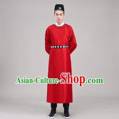 Tang Dynasty robes Traditional Regular Robe Tang Suit Cotton and linen Round Collar Round Neck attach collar Costume stage clothes Show