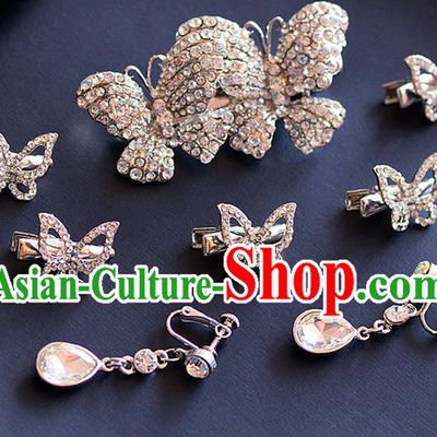 Traditional Jewelry Accessories, Palace Princess Wedding Hair Accessories, Hair Claws, Baroco Style Crystal Earrings Set for Women