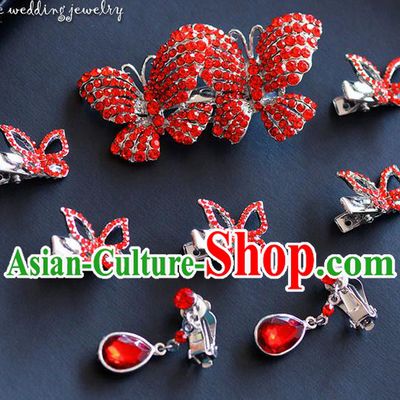 Traditional Jewelry Accessories, Palace Princess Wedding Hair Accessories, Hair Claws, Baroco Style Crystal Earrings Set for Women