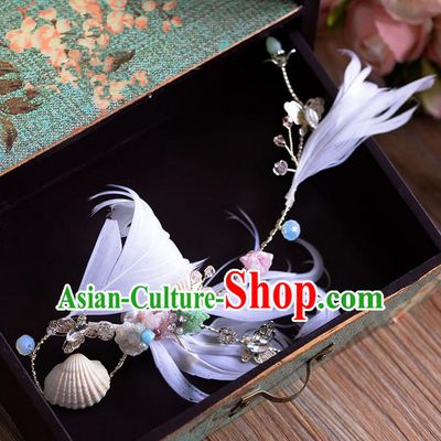Traditional Jewelry Accessories, Princess Wedding Hair Accessories, Bride Wedding Hair Accessories, Headwear, Baroco Style Handmade Feather Hair Claw for Women