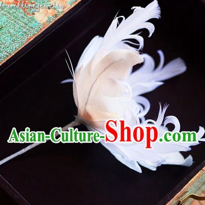 Traditional Jewelry Accessories, Princess Wedding Hair Accessories, Bride Wedding Hair Accessories, Headwear, Baroco Style Handmade Feather Hair Claw for Women
