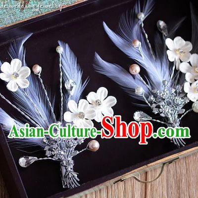 Traditional Jewelry Accessories, Princess Wedding Hair Accessories, Bride Wedding Hair Accessories, Headwear, Baroco Style Handmade Feather Flowers Hair Claw for Women