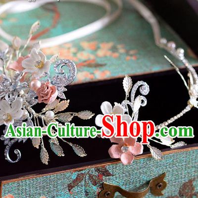 Traditional Jewelry Accessories, Princess Wedding Hair Accessories, Bride Wedding Hair Accessories, Headwear, Baroco Style Handmade Crystal Flowers Hair Claw for Women