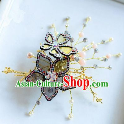 Traditional Jewelry Accessories, Princess Wedding Hair Accessories, Bride Wedding Hair Accessories, Headwear, Baroco Style Handmade Crystal Flowers Hair Claw for Women