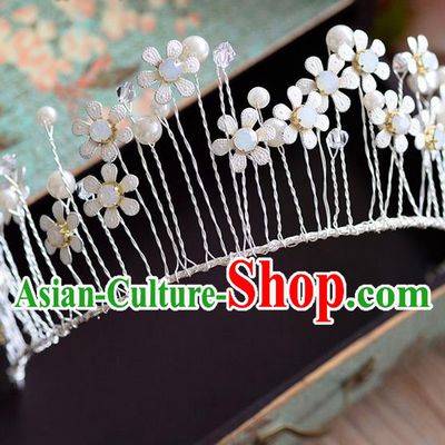 Traditional Jewelry Accessories, Palace Princess Bride Royal Crown, Engagement Royal Crown, Wedding Hair Accessories, Baroco Style Opal Flowers Headwear for Women