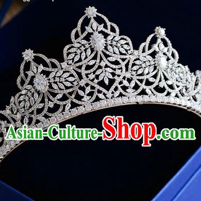 Traditional Jewelry Accessories, Palace Queen Bride Royal Crown, Engagement Royal Crown, Wedding Hair Accessories, Baroco Style Crystal Zircon Headwear for Women