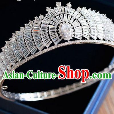Traditional Jewelry Accessories, Palace Queen Bride Royal Crown, Engagement Royal Crown, Wedding Hair Accessories, Baroco Style Crystal Zircon Headwear for Women