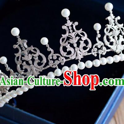 Traditional Jewelry Accessories, Palace Princess Bride Royal Crown, Engagement Royal Crown, Wedding Hair Accessories, Baroco Style Pearl Zircon Headwear for Women