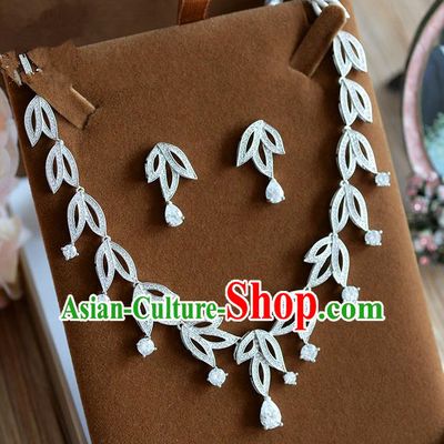 Traditional Jewelry Accessories, Palace Princess Earrings, Engagement Accessories Collar, Earrings, Necklace, Wedding Accessories, Baroco Style Crystal Zircon Headwear Set for Women