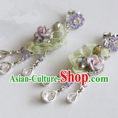 Traditional Jewelry Accessories, Palace Princess Accessories, Wedding Earrings, Crystal Earring for Women