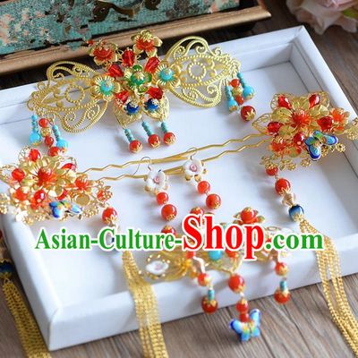 Chinese Ancient Style Hair Jewelry Accessories, Hairpins, Hanfu Xiuhe Suits Wedding Bride Headwear, Headdress, Imperial Empress Handmade Hair Fascinators for Women