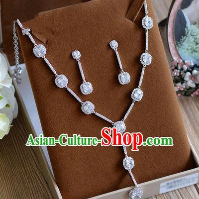 Traditional Jewelry Accessories, Palace Princess Earrings, Engagement Accessories Collar, Earrings, Necklace, Wedding Accessories, Baroco Style Zircon Headwear Set for Women