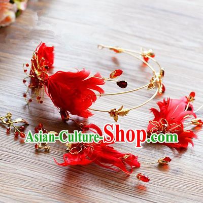 Traditional Jewelry Accessories, Princess Wedding Hair Accessories, Bride Wedding Hair Accessories, Headband, Baroco Style Handmade Crystal Feather Hair Claw for Women