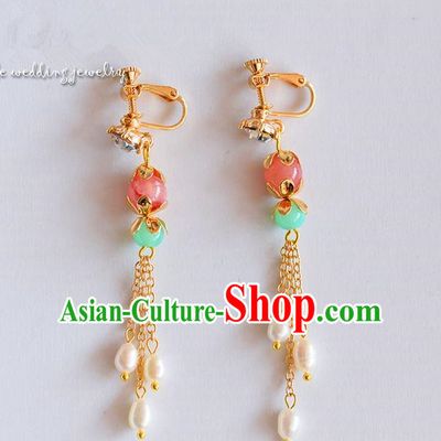 Chinese Ancient Style Jewelry Accessories, Earring, Hanfu Xiuhe Suits Wedding Bride Earrings for Women