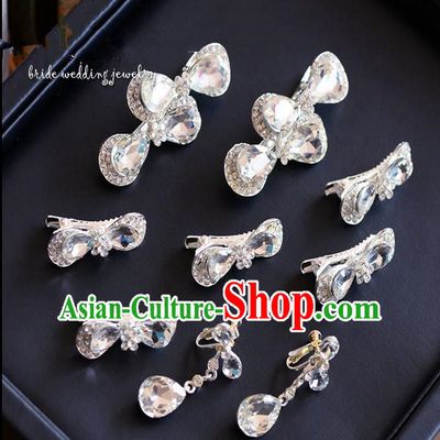 Traditional Jewelry Accessories, Palace Princess Wedding Hair Accessories, Hair Claws, Baroco Style Crystal Earrings Set for Women