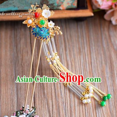 Chinese Ancient Style Hair Jewelry Accessories, Hairpins, Hanfu Xiuhe Suits Wedding Bride Headwear, Headdress, Imperial Empress Handmade Hair Fascinator for Women