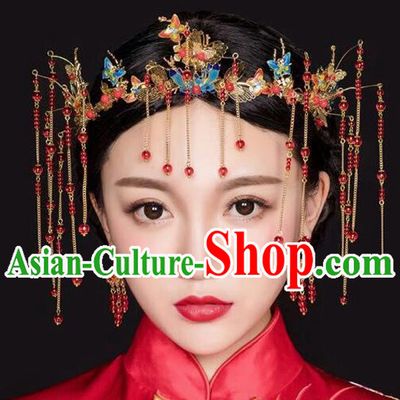 Chinese Ancient Style Hair Jewelry Accessories, Tang Dynasty Hairpins, Hanfu Xiuhe Suits Wedding Bride Headwear, Headdress, Imperial Empress Handmade Hair Fascinators Set for Women