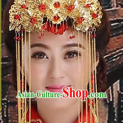 Chinese Ancient Style Hair Jewelry Accessories, Tang Dynasty Princess Hairpins, Hanfu Xiuhe Suits Wedding Bride Headwear, Headdress, Imperial Empress Handmade Hair Fascinators for Women
