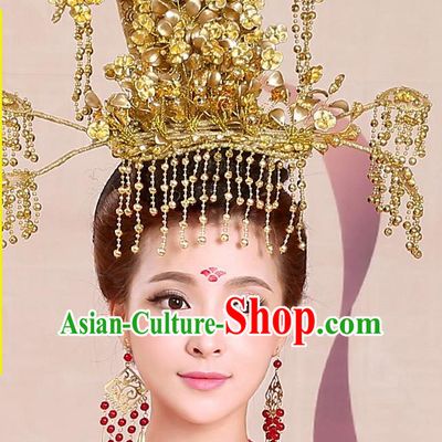 Chinese Ancient Style Hair Jewelry Accessories, Tang Dynasty Princess Hairpins, Hanfu Xiuhe Suits Wedding Bride Headwear, Headdress, Imperial Empress Handmade Hair Fascinators for Women