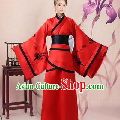 Ancient Chinese Palace Empress Costumes Complete Set, Han Dynasty Ancient Palace Princess Dance Wedding Clothing, Hanfu Curving Front Robe, Cosplay Fairy Imperial Consort Dress Suits For Women