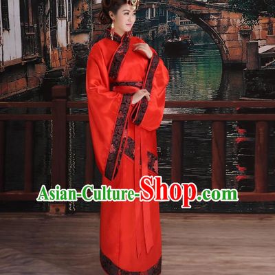 Ancient Chinese Palace Empress Costumes Complete Set, Han Dynasty Ancient Palace Princess Dance Wedding Clothing, Hanfu Curving Front Robe, Cosplay Fairy Imperial Consort Dress Suits For Women