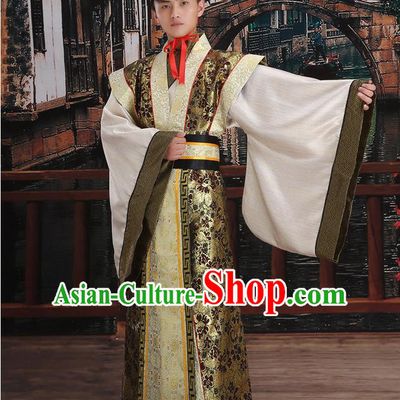 Ancient Chinese Palace Emperor Costumes Complete Set, Han Dynasty Ancient Palace Majesty Wedding Clothing, Imperial King Robe Suits for Men