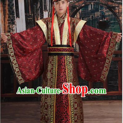 Ancient Chinese Palace Emperor Costumes Complete Set, Han Dynasty Ancient Palace Majesty Clothing, Imperial King Robe Suits for Men