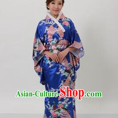 Japanese Traditional Kimono Costumes Women Dress COSPLAY Japanese Traditional Garment Wedding Dress Ceremonial Wafuku Stage Show Blue